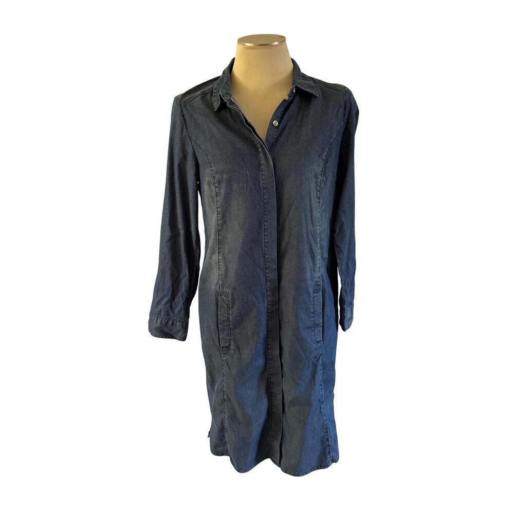 NWT Chicos Tencel Chambray Shirt Dress S Casual Western